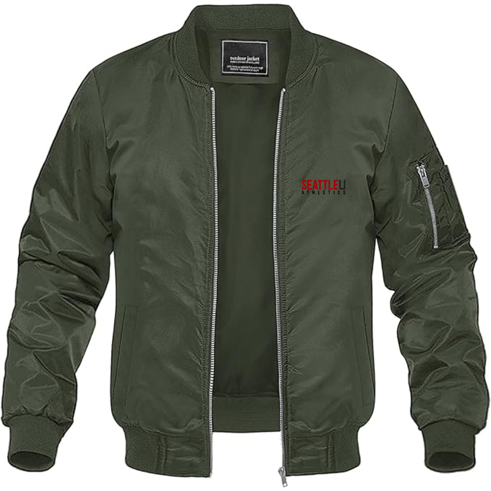 Men's Seattle Redhawks Logo Lightweight Bomber Jacket Windbreaker Softshell Varsity Jacket Coat