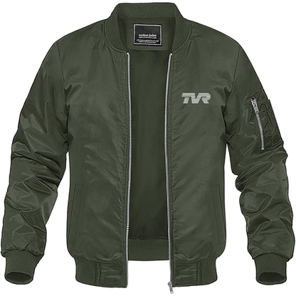 Men's TVR Logo Lightweight Bomber Jacket Windbreaker Softshell Varsity Jacket Coat
