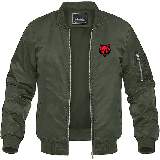 Men's  Arkansas State Red Wolves Lightweight Bomber Jacket Windbreaker Softshell Varsity Jacket Coat