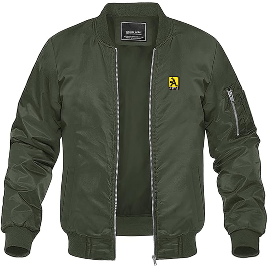 Men's A Style Logo Lightweight Bomber Jacket Windbreaker Softshell Varsity Jacket Coat