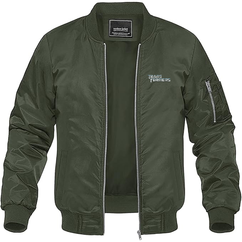 Men's Transformers Logo Lightweight Bomber Jacket Windbreaker Softshell Varsity Jacket Coat