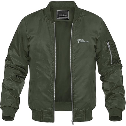 Men's Transformers Logo Lightweight Bomber Jacket Windbreaker Softshell Varsity Jacket Coat
