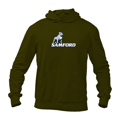 Men's Samford Bulldogs Logo Gildan  Heavy Blend Hooded Sweatshirt
