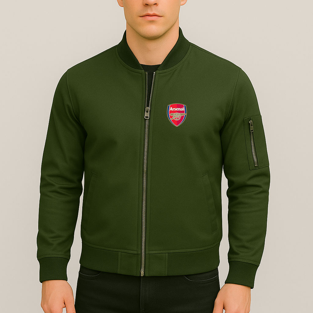Men's Arsenal Soccer Lightweight Bomber Jacket - Army Green