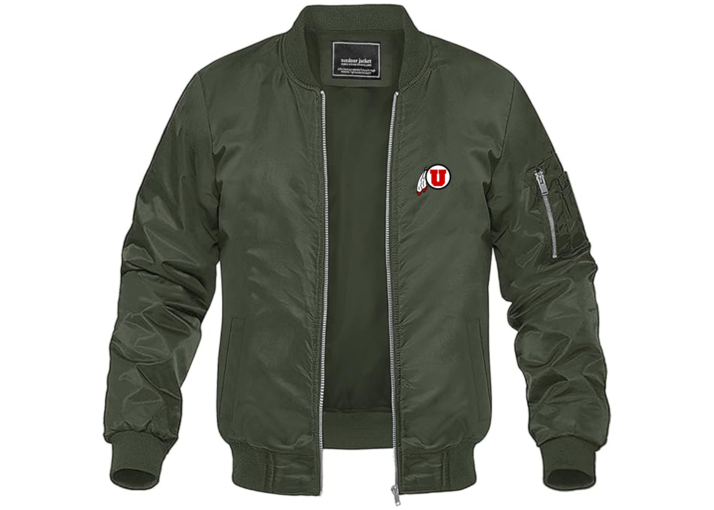 Men's Utah Utes Lightweight Bomber Jacket Windbreaker Softshell Varsity Jacket Coat