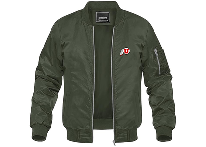 Men's Utah Utes Lightweight Bomber Jacket Windbreaker Softshell Varsity Jacket Coat