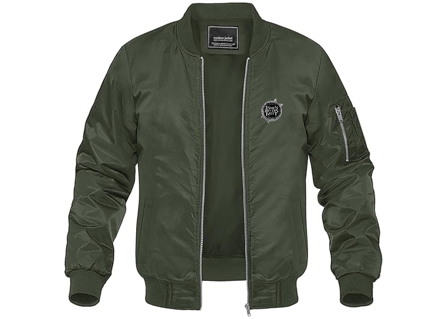 Men's When Rivers Meet Lightweight Bomber Jacket Windbreaker Softshell Varsity Jacket Coat