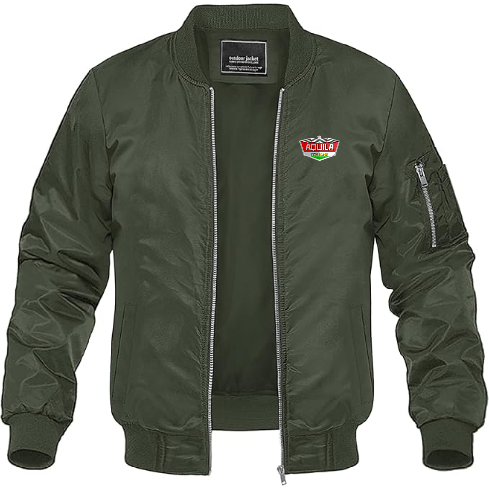 Men's  Aquila Italiana  Logo Lightweight Bomber Jacket Windbreaker Softshell Varsity Jacket Coat