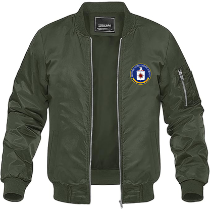 Men's CIA Logo Lightweight Bomber Jacket Windbreaker Softshell Varsity Jacket Coat