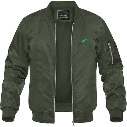 Men's  Seminis  Logo  Lightweight Bomber Jacket Windbreaker Softshell Varsity Jacket Coat