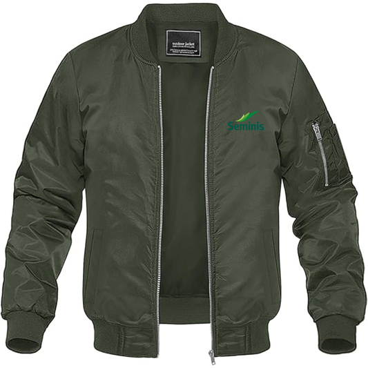 Men's  Seminis  Logo  Lightweight Bomber Jacket Windbreaker Softshell Varsity Jacket Coat