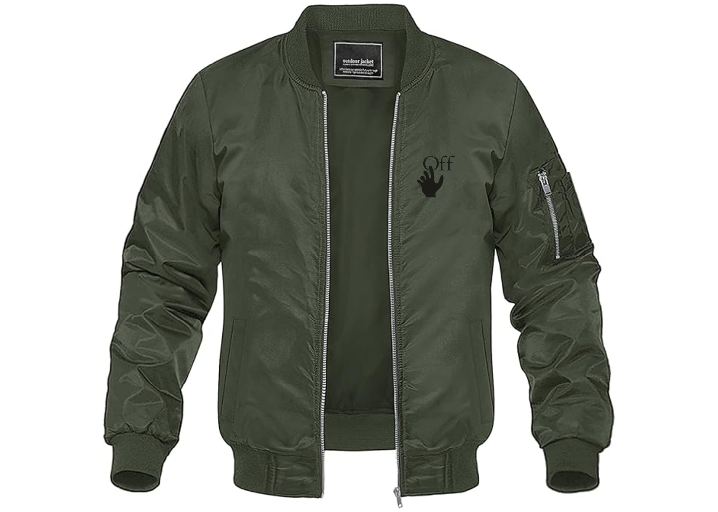 Men's Off-White Hand Lightweight Bomber Jacket Windbreaker Softshell Varsity Jacket Coat