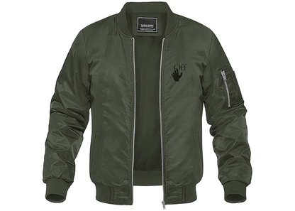 Men's Off-White Hand Lightweight Bomber Jacket Windbreaker Softshell Varsity Jacket Coat