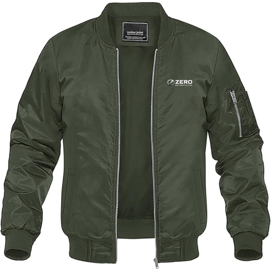 Men's Zero Motorcycles Logo Lightweight Bomber Jacket Windbreaker Softshell Varsity Jacket Coat