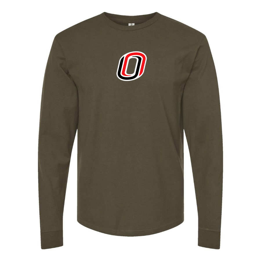 Men's Nebraska Omaha Mavericks Logo  Cotton Long Sleeve T-Shirt
