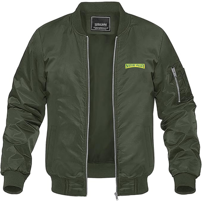 Men's Nature Valley Logo Lightweight Bomber Jacket Windbreaker Softshell Varsity Jacket Coat