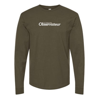 Men's Le Nouvel Observateur Logo  Cotton Long Sleeve T-Shirt