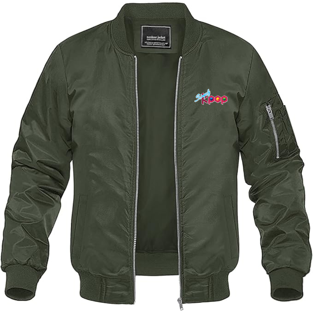 Men's Simply Kpop Lightweight Bomber Jacket Windbreaker Softshell Varsity Jacket Coat