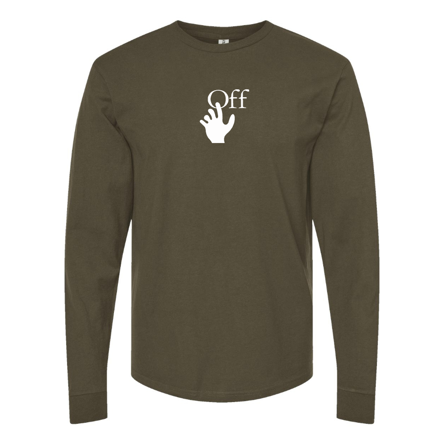 Men's  Off-White Hand Logo Cotton Long Sleeve T-Shirt