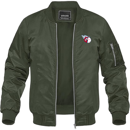 Men's Cleveland Guardians  Logo Lightweight Bomber Jacket Windbreaker Softshell Varsity Jacket Coat
