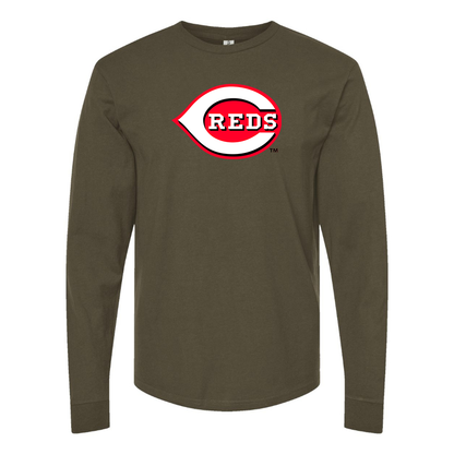 Men's Cincinnati Reds Logo Cotton Long Sleeve T-Shirt