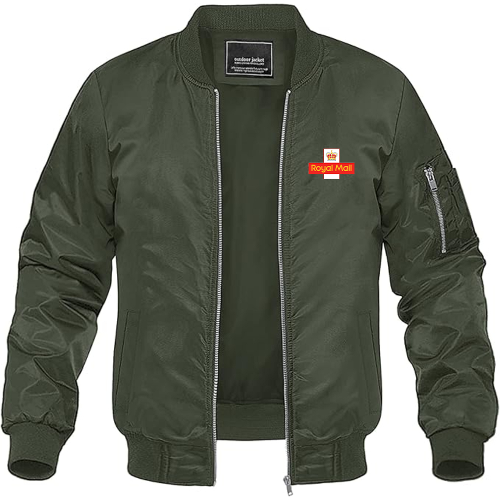 Men's  Royal Mail   Logo Lightweight Bomber Jacket Windbreaker Softshell Varsity Jacket Coat