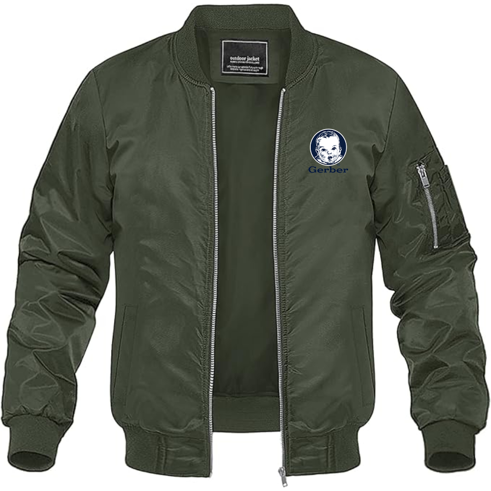 Men's Gerber Logo Lightweight Bomber Jacket Windbreaker Softshell Varsity Jacket Coat