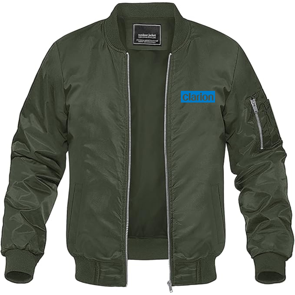 Men's Clarion Logo Lightweight Bomber Jacket Windbreaker Softshell Varsity Jacket Coat