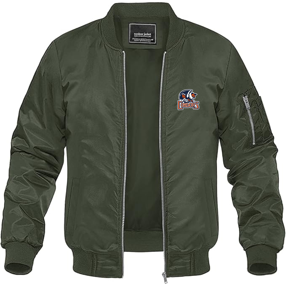 Men's Bakersfield Condors Logo Lightweight Bomber Jacket Windbreaker Softshell Varsity Jacket Coat