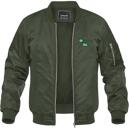 Men's Breaking Bad Logo Lightweight Bomber Jacket Windbreaker Softshell Varsity Jacket Coat
