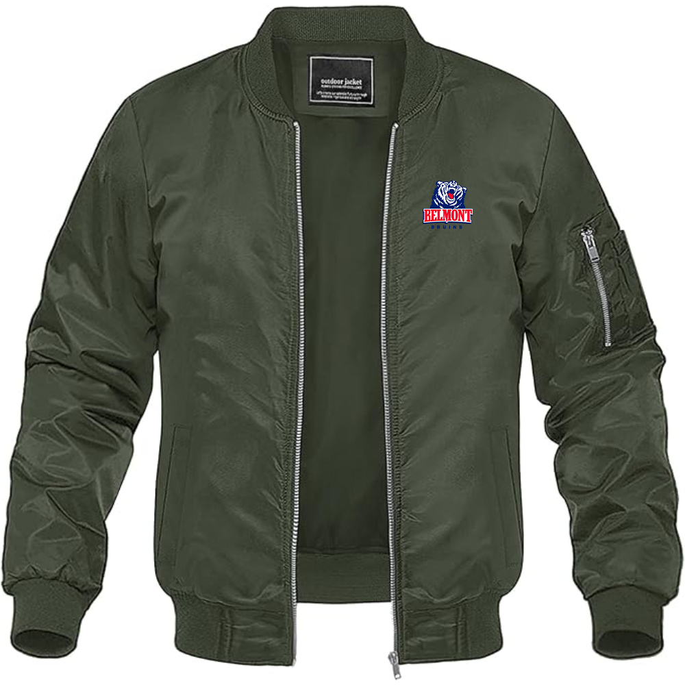 Men's  Belmont Bruins  Lightweight Bomber Jacket Windbreaker Softshell Varsity Jacket Coat