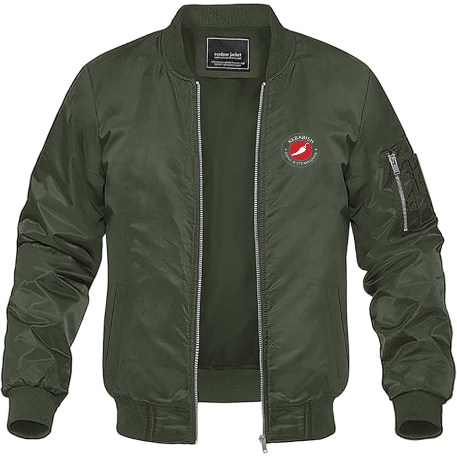 Men's Kebabish Grill & Steakhouse Logo Lightweight Bomber Jacket Windbreaker Softshell Varsity Jacket Coat