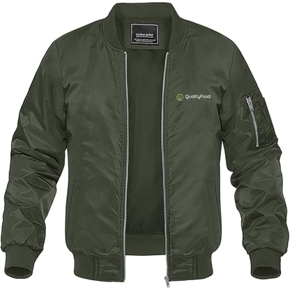 Men's Quality Food Logo Lightweight Bomber Jacket Windbreaker Softshell Varsity Jacket Coat