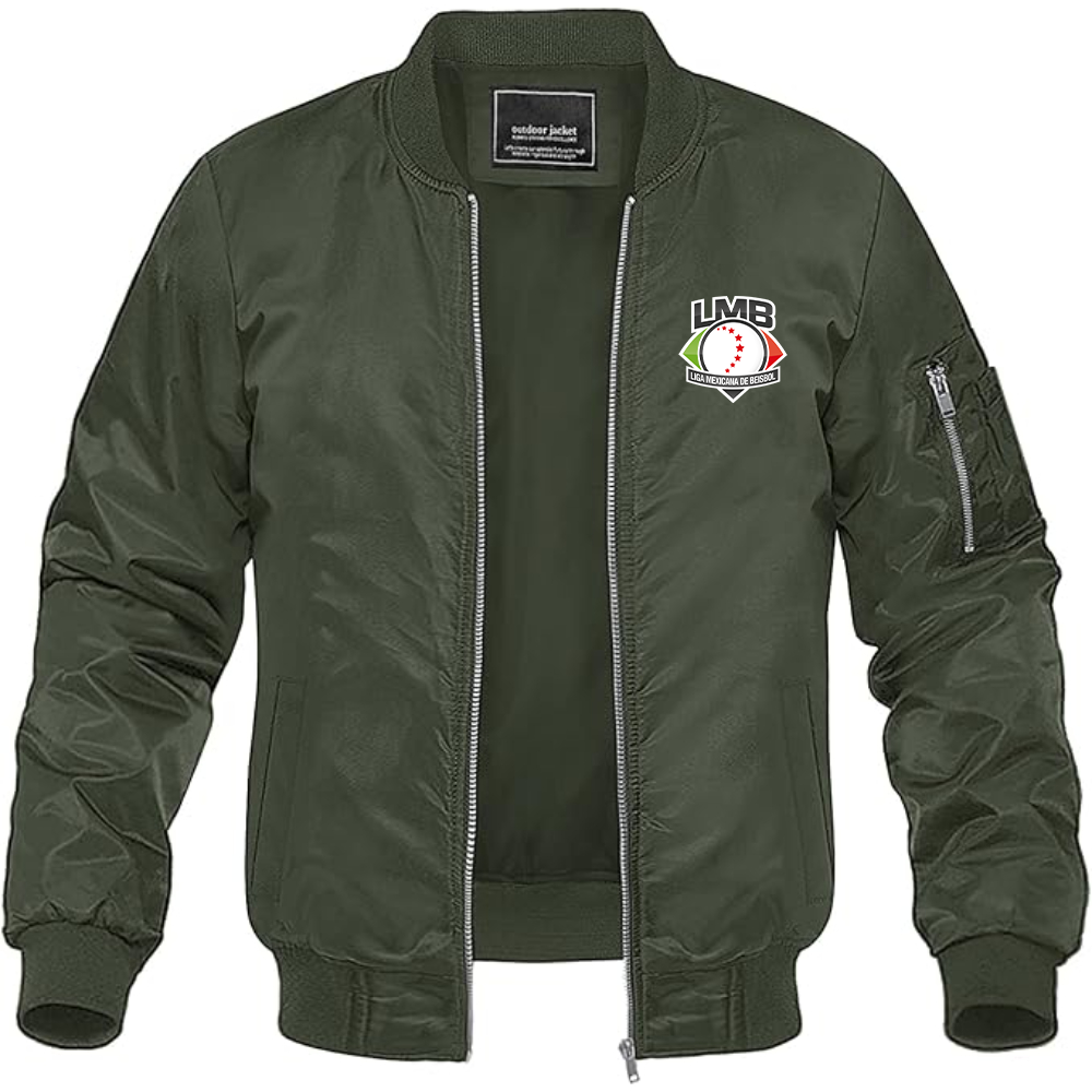 Men's Liga Mexicana de Béisbol Logo Lightweight Bomber Jacket Windbreaker Softshell Varsity Jacket Coat