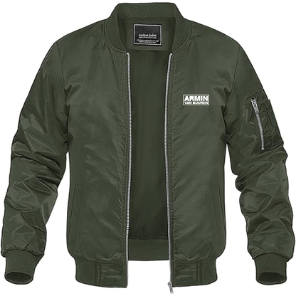 Men's Armin Van Buuren Logo Lightweight Bomber Jacket Windbreaker Softshell Varsity Jacket Coat