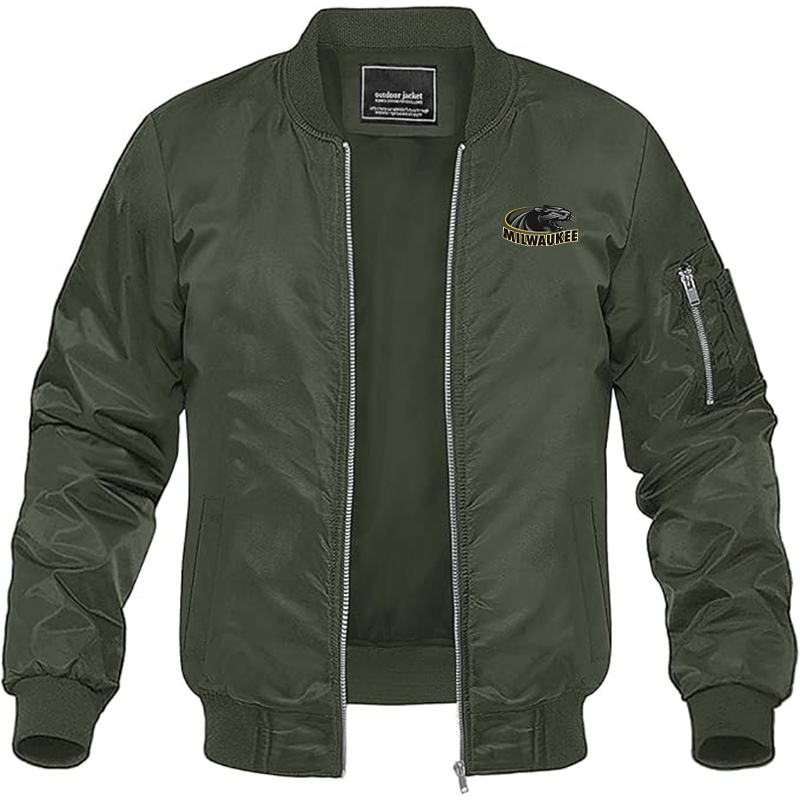 Men's Wisconsin Milwaukee Panthers Lightweight Bomber Jacket - Army Green