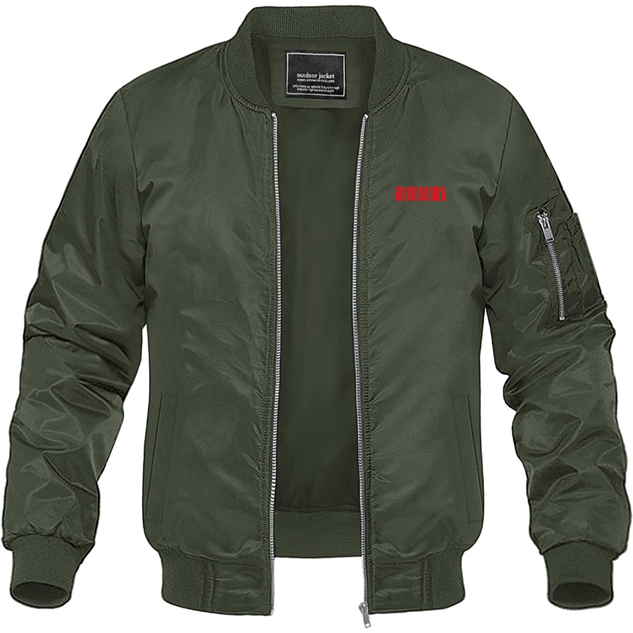Men's Soundgarden Logo Lightweight Bomber Jacket Windbreaker Softshell Varsity Jacket Coat