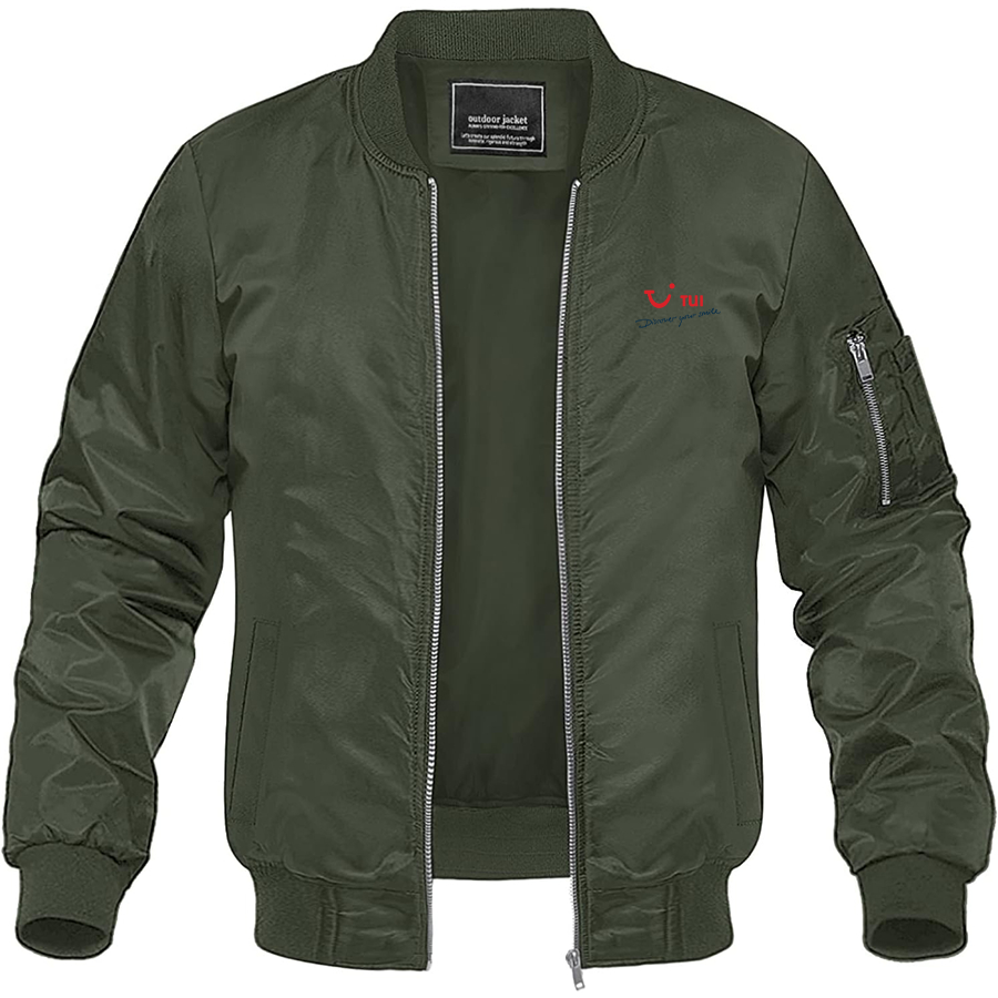 Men's tui Logo Lightweight Bomber Jacket Windbreaker Softshell Varsity Jacket Coat