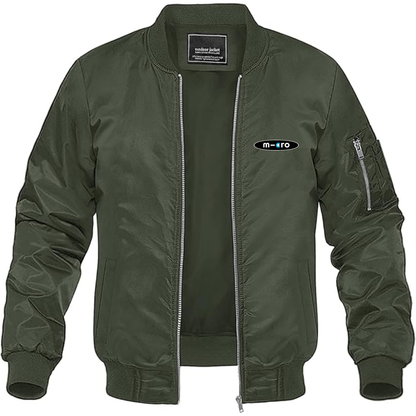 Men's Micromobility Logo Lightweight Bomber Jacket Windbreaker Softshell Varsity Jacket Coat