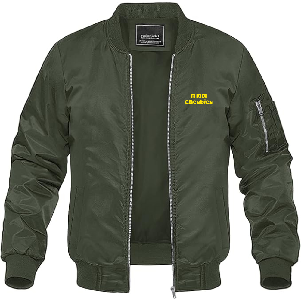 Men's CBeebies Logo Lightweight Bomber Jacket Windbreaker Softshell Varsity Jacket Coat