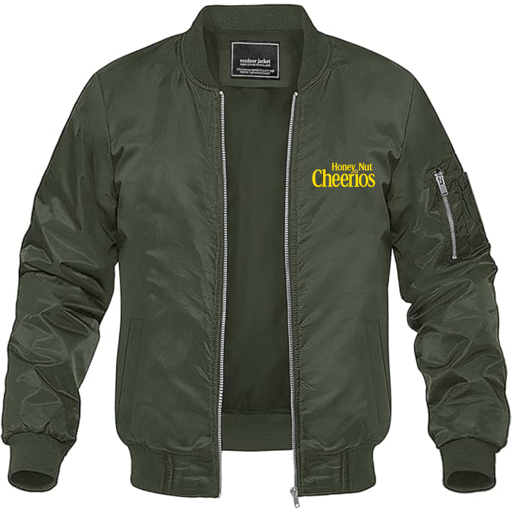 Men's Honey Nut Cheerios Logo Lightweight Bomber Jacket Windbreaker Softshell Varsity Jacket Coat