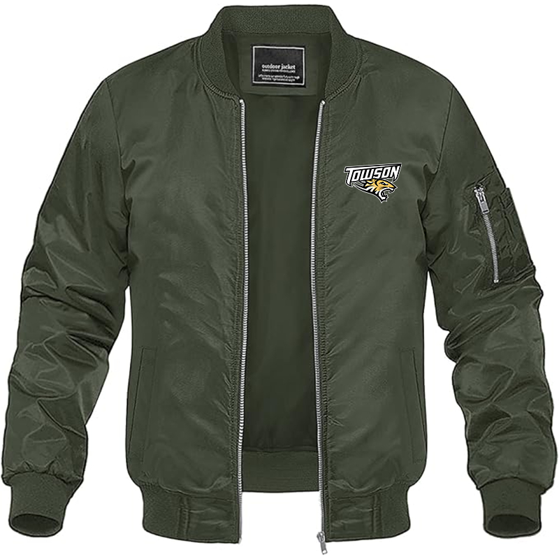 Men's Towson Tigers Lightweight Bomber Jacket - Army Green