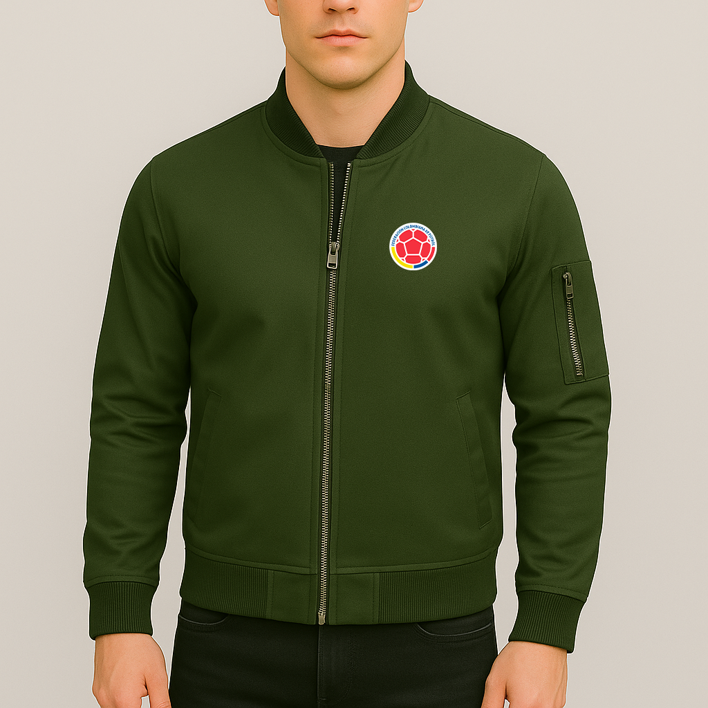 Men's Colombia National Soccer Team Lightweight Bomber Jacket - Army Green
