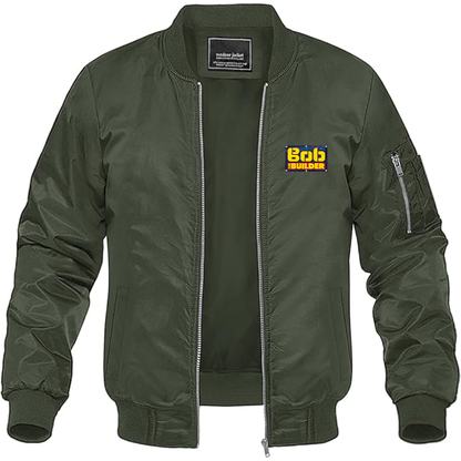 Men's Bob the Builder Logo Lightweight Bomber Jacket Windbreaker Softshell Varsity Jacket Coat
