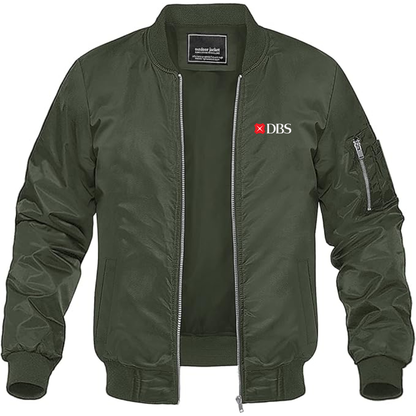 Men's DBS Bank Logo Lightweight Bomber Jacket Windbreaker Softshell Varsity Jacket Coat