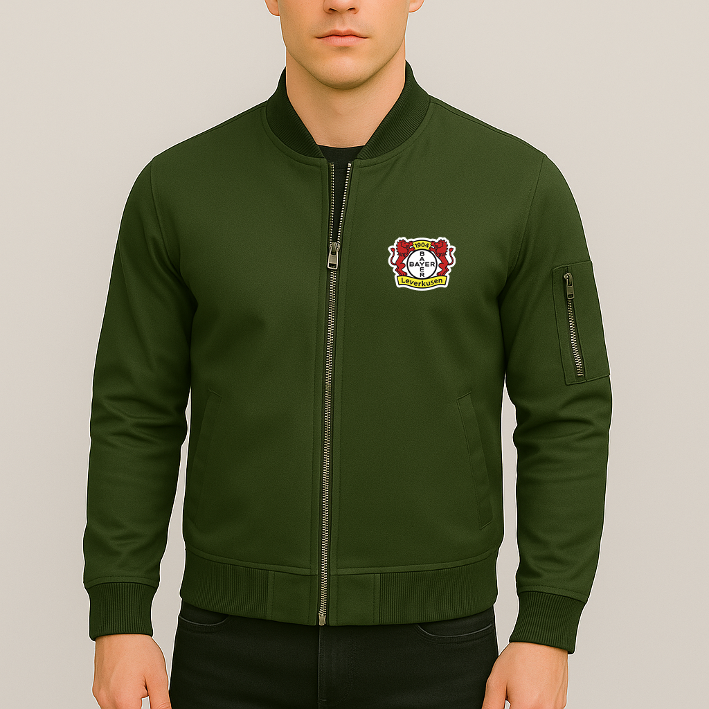 Men's Bayer Leverkusen FC Lightweight Bomber Jacket - Army Green