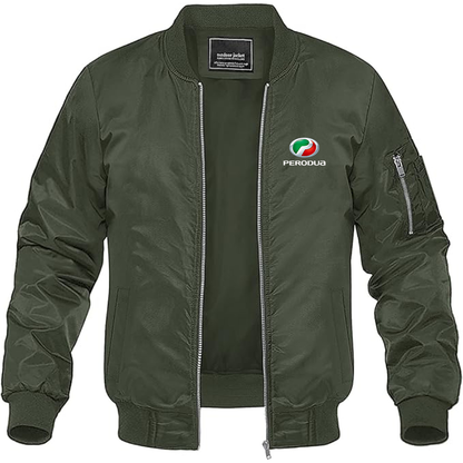 Men's Perodua Logo Lightweight Bomber Jacket Windbreaker Softshell Varsity Jacket Coat
