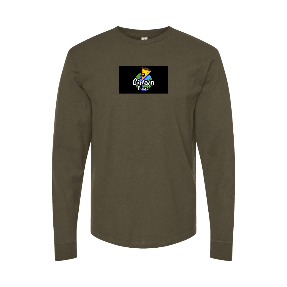 Men's Cartoon Pizza Logo Long Sleeve T-Shirt