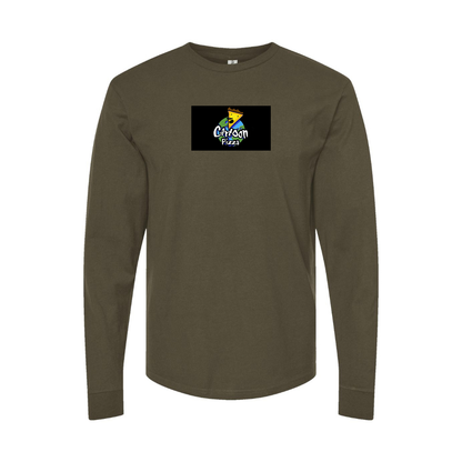 Men's Cartoon Pizza Logo Long Sleeve T-Shirt