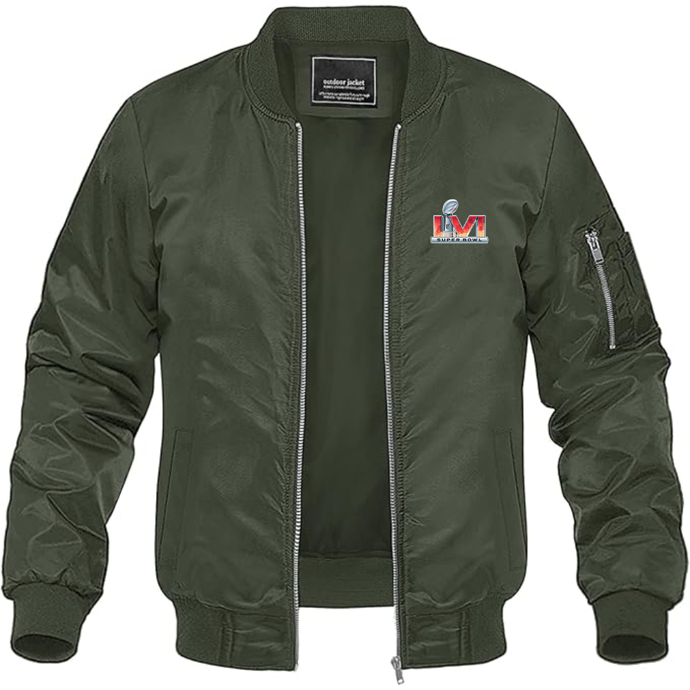 Men's Superbowl LVI Logo  Lightweight Bomber Jacket Windbreaker Softshell Varsity Jacket Coat